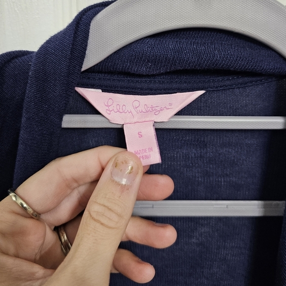 Lily Pulitzer Knit Cardigan navy blue cotton sweater size small Style 26537 - Picture 5 of 8